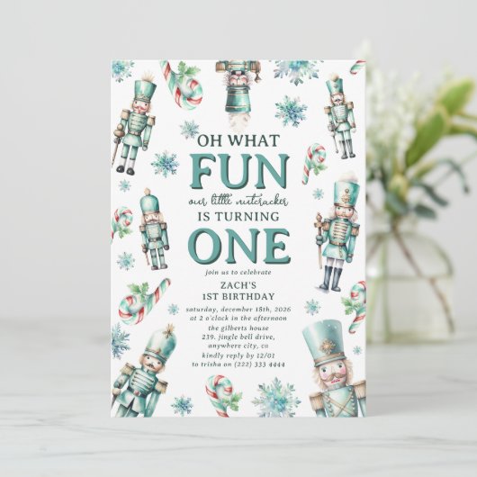 かわいいミントナツクラッカーああ何おもしろい1st誕生日 招待状 (スタンド正面)