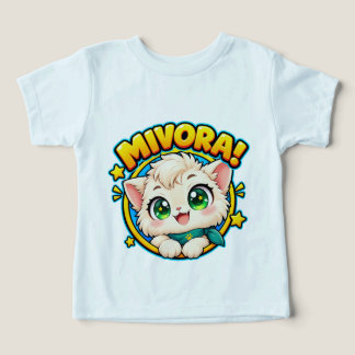 かわいいミヴォラ・アニメ猫の子供用Tシャツ