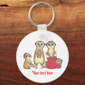 かわいいミーアキャット　クリスマス　ホリデー キーホルダー (正面)