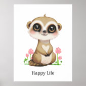 かわいいミーア猫とはなのイラスト ポスター (正面)