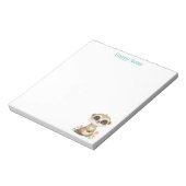 かわいいミーア猫と花のオーダーメイド ノートパッド (回転)