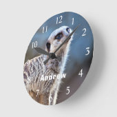 かわいいミーカーパーソナライズされたトのポーズ名 ラウンド壁時計 (傾斜)