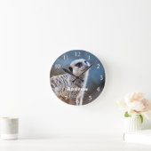 かわいいミーカーパーソナライズされたトのポーズ名 ラウンド壁時計 (ホーム)