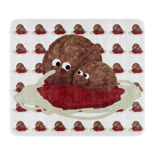 かわいいミートボー食べルのスパゲッティ カッティングボード (正面)