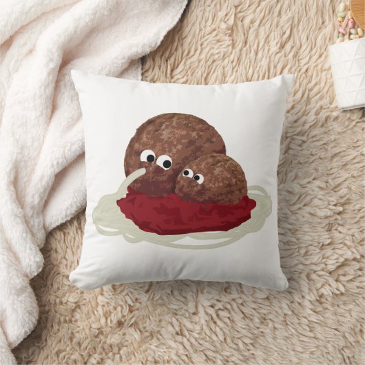 かわいいミートボー食べルのスパゲッティ クッション (ブランケット)