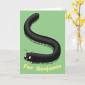 かわいいムカデのイラスト カード (黄色い花)