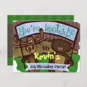 かわいいムースとベア 招待状 (正面/裏面)