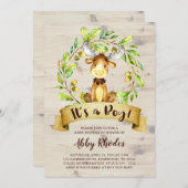 かわいいムースのベビーシャワー 招待状 (正面/裏面)