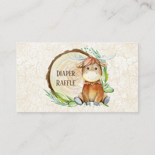 かわいいムースの水彩漫画の動物おむつラッフル 名刺 (裏面)