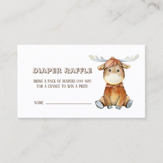 かわいいムースの水彩漫画の動物おむつラッフル 名刺 (正面)