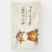 かわいいムースアニマルプリントベビーシャワーウェルカム 横断幕 (縦)