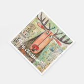 かわいいムースタイポグラフィグラフィッククリスマスおもしろい紙 スタンダードランチョンナプキン (角)