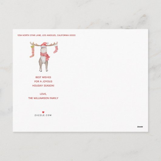 かわいいムースタイポグラフィメリークリスマス シーズンポストカード (裏面)