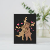 かわいいムース女性ムースギフトガールズバレンタインデー ポストカード (スタンド正面)