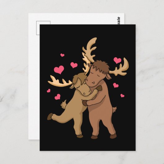かわいいムース女性ムースギフトガールズバレンタインデー ポストカード (正面/裏面)