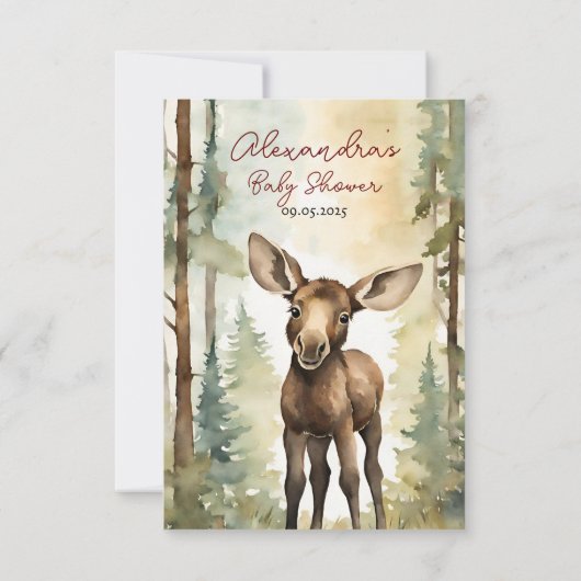 かわいいムース男女兼用ベイビーシャワーありがとう サンキューカード (裏面)