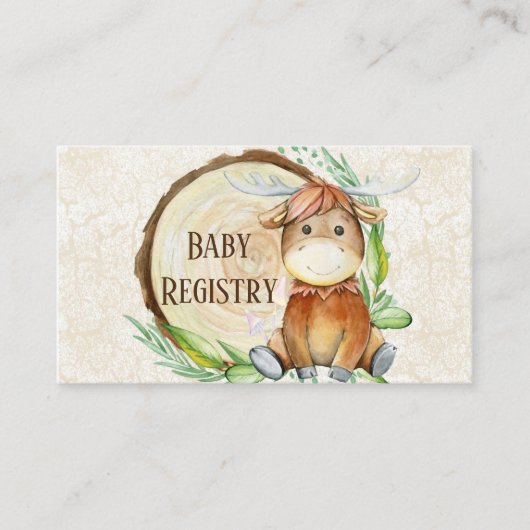 かわいいムース緑の木のスライスベビーレジストリ 名刺 (正面)