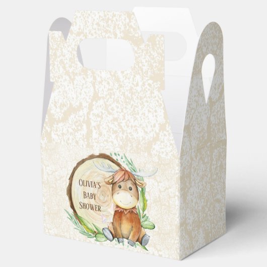 かわいいムース緑の木スライス赤ちゃんシャワーカスタム フェイバーボックス (オープン)