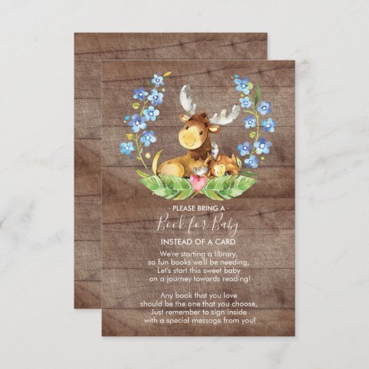 かわいいムース赤ちゃんシャワーベビー用ブック エンクロージャーカード (正面/裏面)