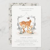 かわいいムームディアファウンフローラクレストベビーシャワー招待状 サンキューカード (正面/裏面)