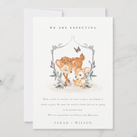 かわいいムームディアファウンフローラクレストベビー発表 サンキューカード (正面)