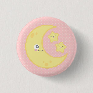 かわいいムーンとスターボタン 缶バッジ