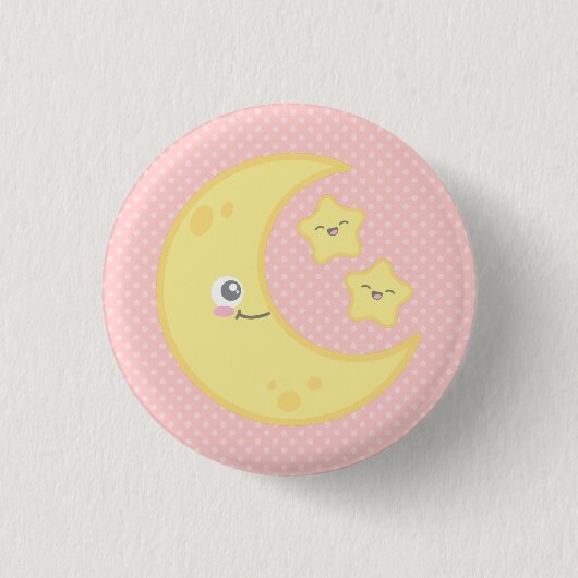 かわいいムーンとスターボタン 缶バッジ (正面)