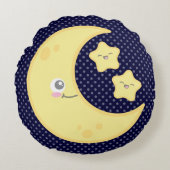 かわいいムーンアンドスターズラウンドピロー ラウンドクッション (正面)