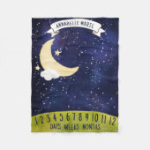 かわいいムーンインナイトスカイベビーマイルストーン フリースブランケット (正面)