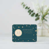 かわいいムーンゴールデンスターズ赤ちゃんシャワーおむつラッフル エンクロージャーカード (スタンド正面)