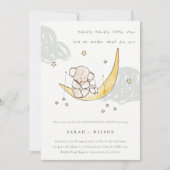 かわいいムーンスターエレファントバニージェンダーリビール招待状 サンキューカード (正面)