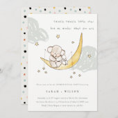 かわいいムーンスターエレファントバニージェンダーリビール招待状 サンキューカード (正面/裏面)