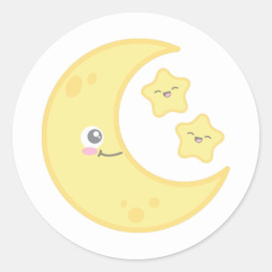 かわいいムーン&スタースティッカー ラウンドシール