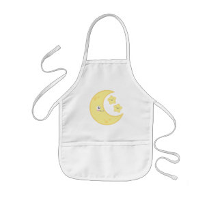 かわいいムーン&スターズキッズエプロン 子供用エプロン