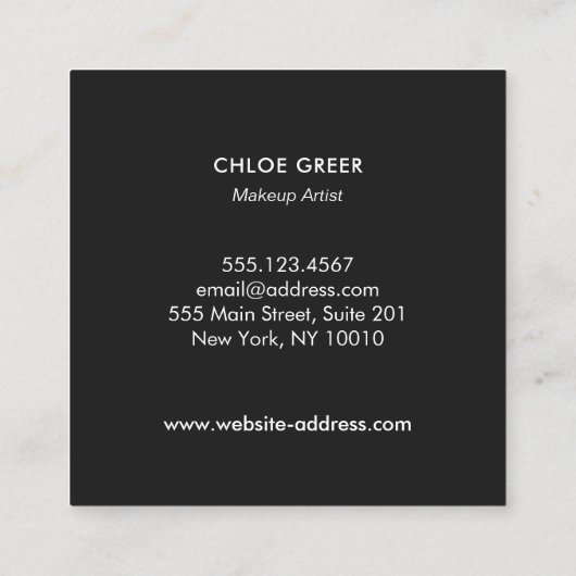 かわいいメイクアップアーティストピンクキスをするリップ美しい スクエア名刺 (裏面)