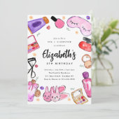 かわいいメイクアップガールズランバースリープバースパ誕生日 招待状 (スタンド正面)
