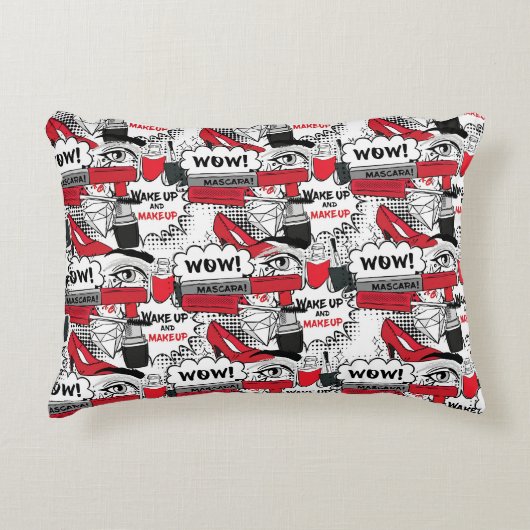 かわいいメイクアップ女の子 – かわいい美しいとGlamファッション アクセントクッション (正面)