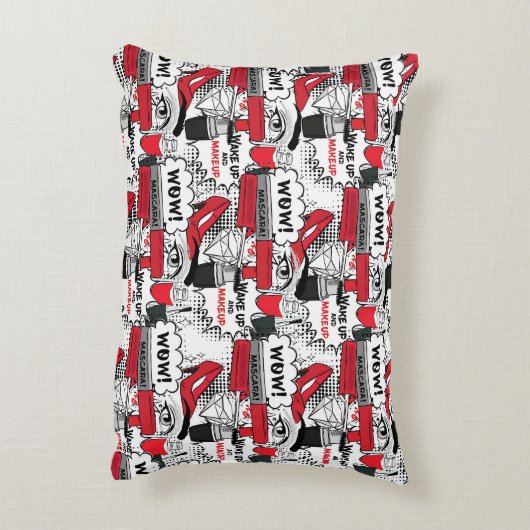 かわいいメイクアップ女の子 – かわいい美しいとGlamファッション アクセントクッション (裏面(縦))