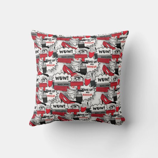 かわいいメイクアップ女の子 – かわいい美しいとGlamファッション クッション (裏面)