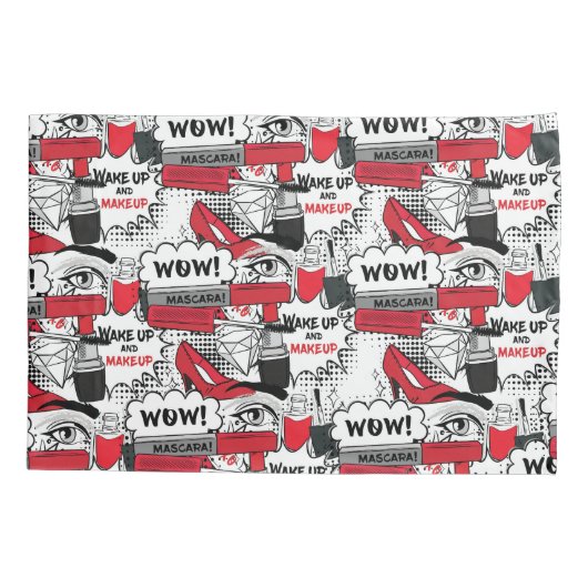 かわいいメイクアップ女の子 – かわいい美しいとGlamファッション 枕カバー (裏面)