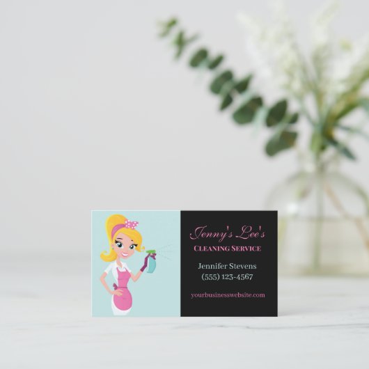 かわいいメイドの掃除サービス 名刺 (スタンド正面)