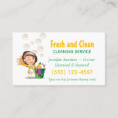 かわいいメイドガール水玉模様清掃サービス 名刺 (正面)