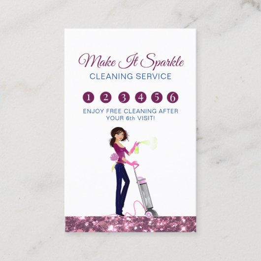 かわいいメイドクリーニングサービスロイヤリティカード 名刺 (正面)