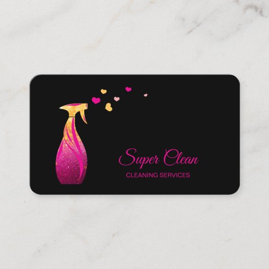 かわいいメイドクリーニングハウスカラフルハート 名刺 (正面)