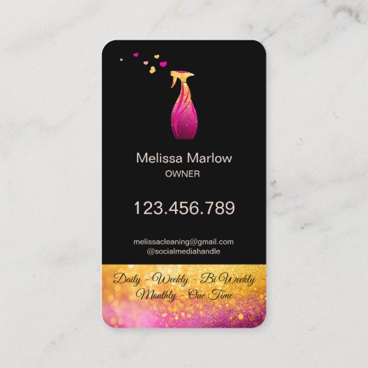 かわいいメイドクリーニングハウスカラフルハート 名刺 (裏面)