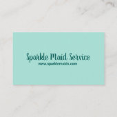 かわいいメイドハウスクリーニングサービスティール(緑がかった色)トレンディー 名刺 (裏面)