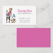 かわいいメイドハウスクリーニングサービス名刺 名刺 (正面/裏面)