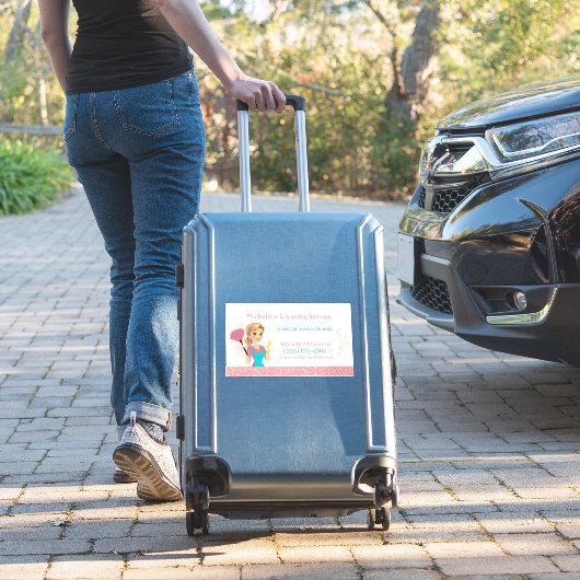 かわいいメイドハウスピンクグリッター清掃サービス シール (スーツケースインサイチュ)