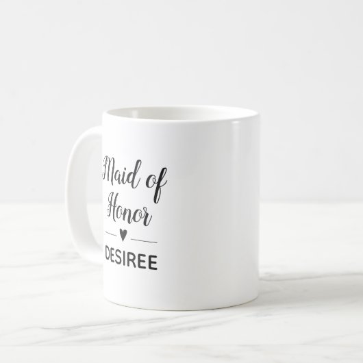 かわいいメイド・オブ・オーナー(花嫁付き添い人)名物ブライダルパーティギフト コーヒーマグカップ (正面左)