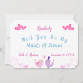 かわいいメイド・オブ・オーナー(花嫁付き添い人)招待状カード 招待状 (正面)